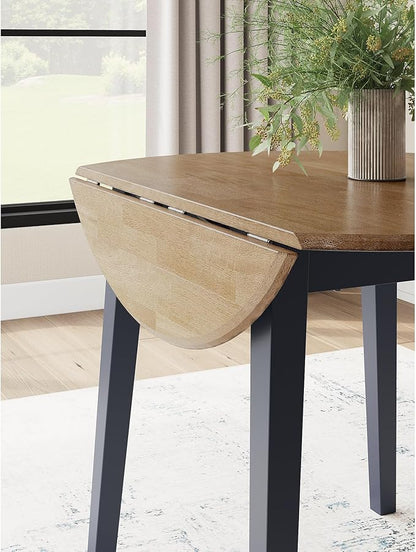 Signature Design by Ashley Gesthaven Modern Dining Drop Leaf Table with 4 Legs, Light Brown & Blue