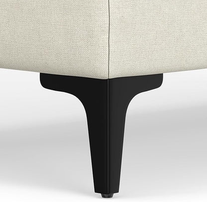 SIMPLIHOME Ava Ottoman in 100% Recycled Polyester Tightly Woven Performance Fabric, Cream, 36-inch Wide, Mid-Century Modern Style Multipurpose Table or Footrest Ottoman, Assembled,for Living Room