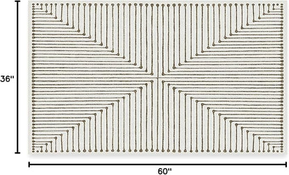 RUGGABLE x Jonathan Adler Machine Washable Modern Area Rug – Inkdrop Camel & Ivory 3x5, Stain-Resistant, Non-Slip – Small Rugs for Living Room, Bedroom, Hallway, Entryway & Office–with Standard Pad