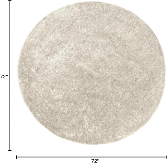 nuLOOM 6' Round Cozy Plush SuperiorWash Area Rug, Machine Washable, Non-Slip, Soft Fluffy Shag Carpet for Living Room Bedroom Kids Room Nursery Home Decor, Loni Cream
