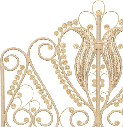 KOUBOO Peacock Rattan Headboard, Twin Size, Natural Color