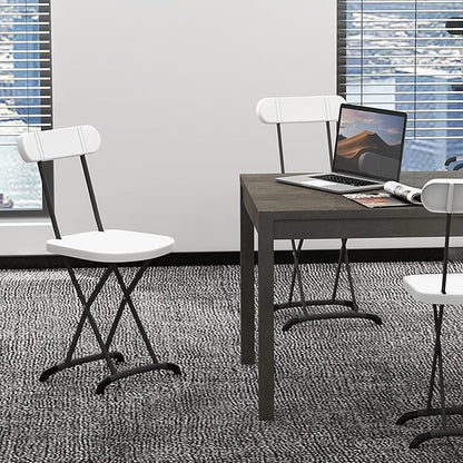 GYMAX Folding Chair, 400lbs Plastic Chairs Set with Steel Frame & Ergonomic Curved Back, Indoor & Outdoor Commercial Event Seat for Meeting, Wedding, Stackable Lightweight Folding Chairs (6, White)