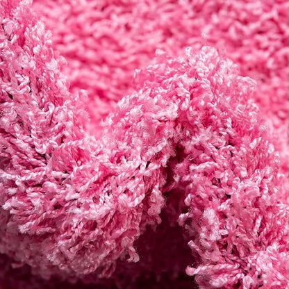 Unique Loom Solid Shag Collection Area Rug (3' 3" Round, Taffy Pink)