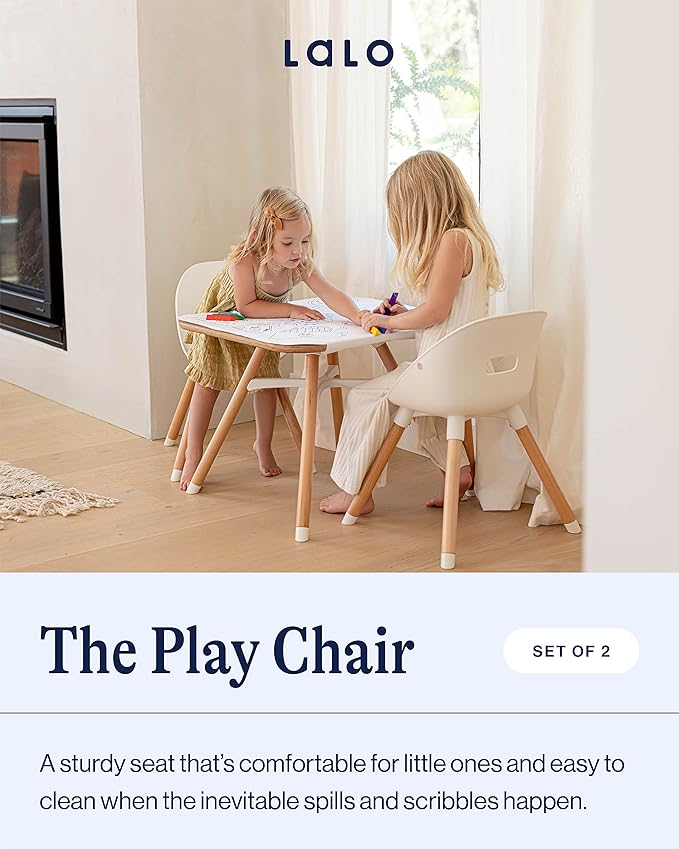 Lalo The Play Chair - Wooden & Non-Toxic Plastic Toddler Chair - Sturdy Bucket Seat, Easy to Clean, Up to 200 lb. Weight Capacity, Set of 2 - Blueberry