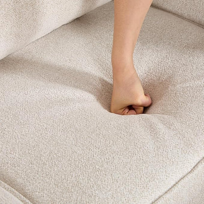 Armless Oversized Modular Sectional Convertible Fabric Sofa Set, Extra Large Sectional Deep Seat Couch for Living Room,77 inch Width,3 Seat Modern Modular Sofas, Pull Out Home Sofa, Chenille Beige