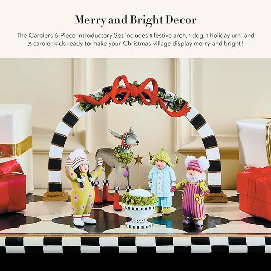 MACKENZIE-CHILDS Patience Brewster Carolers Figure Set, Cute Christmas Figurine Home Decor, 6 Pieces