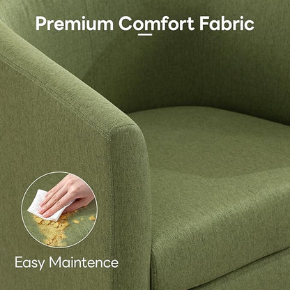 Accent Barrel Chair, Modern Comfy Living Room Chairs with Armrest Small Reading Chair with Cozy Soft Padded for Bedroom Reception Room Cafe, Green