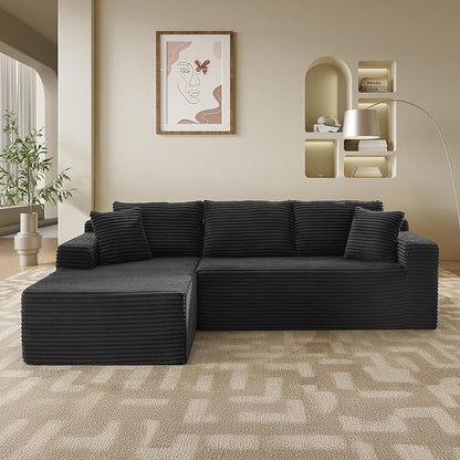 105''Sectional Cloud Couch with L Shaped Chaise,Modern Modular Sectional Sofa,Comfy Sectional Couches for Living Room,Bedroom,Apartment (Black, 105''W Left Facing Chaise)