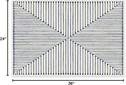 RUGGABLE x Jonathan Adler Machine Washable Modern Area Rug – Inkdrop Slate Blue 2x3, Stain-Resistant, Non-Slip – Small Rugs for Living Room, Bedroom, Hallway, Entryway & Bathroom–with Standard Pad
