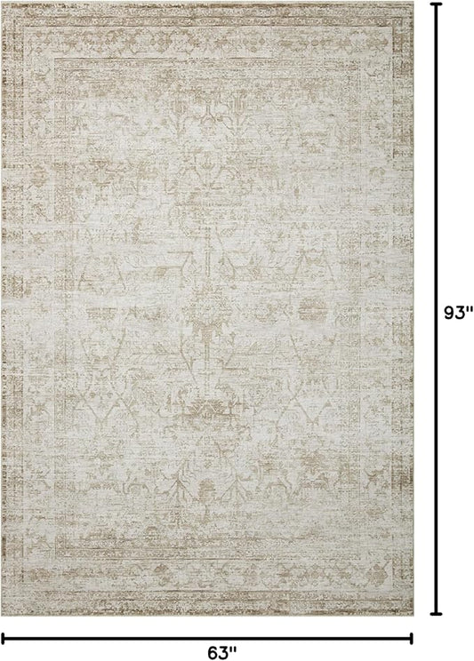 Loloi Amber Lewis Honora Collection HON-01 Ivory/Natural 5'-3" x 7'-9" Area Rug