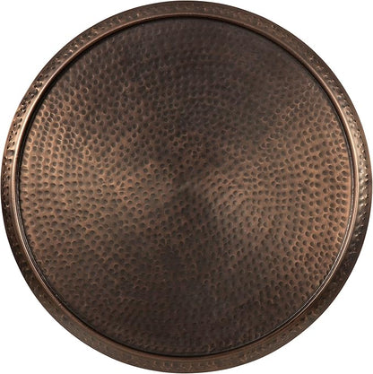 Kate and Laurel Sanzo Modern Pedestal Side Table; 15 x 15 x 24; Bronze; Decorative End Table with Hammered Tabletop for Use as a Bedroom Nightstand or Living Room Accent