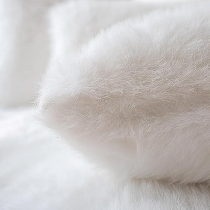 Neelvin Cream White Faux Fur Cozy Fluffy Double-Sided Decorative Throw Pillow Covers 20x20 inch Set of 2,Velvet Pillowcase Cushion Case for Sofa Couch