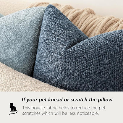 Foindtower Pack of 2, Decorative Textured Boucle Throw Pillow Covers Accent Solid Pillow Cases Cozy Soft Couch Cushion Case for Chair Sofa Bedroom Living Room Home Decor 22x22 Inch Dark Blue