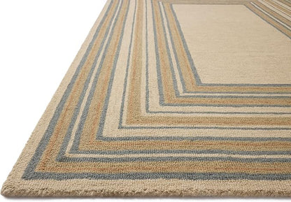 Loloi Chris Loves Julia Alfie Collection ALF-05 Natural/Multi 7'-9" x 9'-9" Area Rug Wool Neutral Living Bedroom Dining Carpet