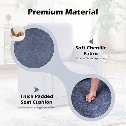 INZOY Swivel Accent Chair Set of 2, Comfy 360° Swivel Chair with Hidden Storage, Upholstered Chenille Square Chair for Living Room Bedroom Small Spaces, Fully Assembled, Blue