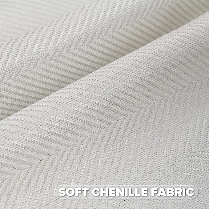 FUTEI Cream White Chenille Throw Pillow Covers 20x20 Inch Set of 2,Soft Wide Chevron Textured Cushion Case,Farmhouse Home Decor for Couch Bed Living Room