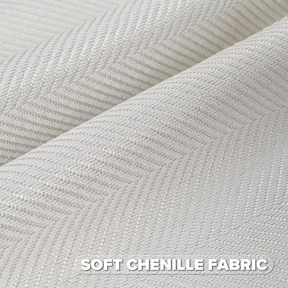 FUTEI Cream White Chenille Throw Pillow Covers 22x22 Inch Set of 2,Soft Wide Chevron Textured Cushion Case,Farmhouse Home Decor for Couch Bed Living Room