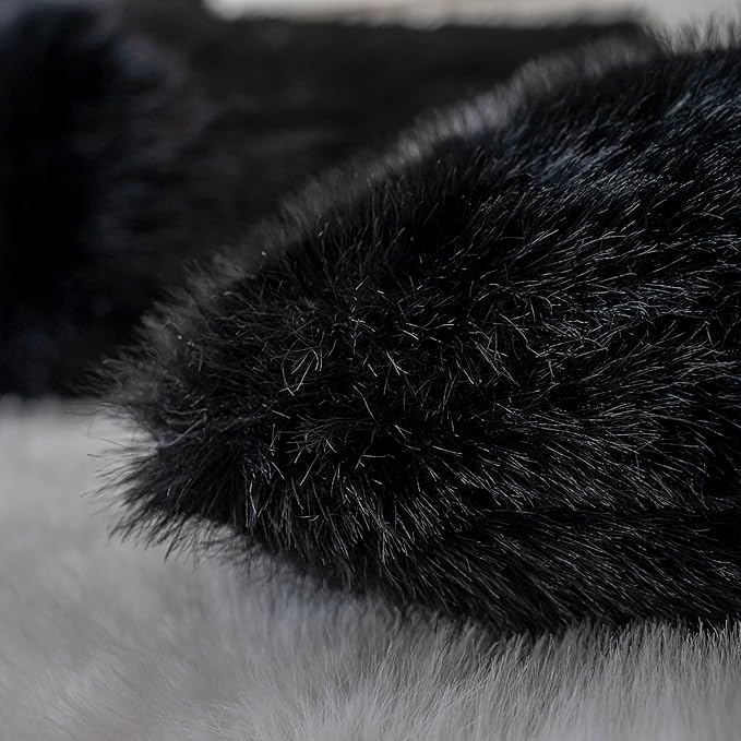 Neelvin Black Faux Fur Cozy Fluffy Double-Sided Decorative Throw Pillow Covers 24x24 inch Set of 2,Velvet Pillowcase Cushion Case for Sofa Couch