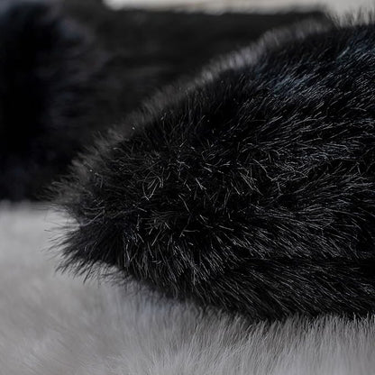 Neelvin Black Faux Fur Cozy Fluffy Double-Sided Decorative Throw Pillow Covers 12x20 inch Set of 2,Velvet Pillowcase Cushion Case for Sofa Couch