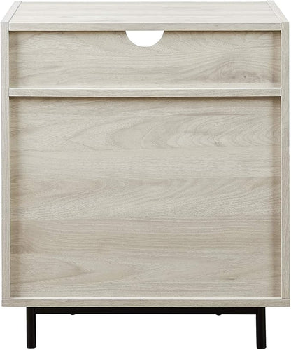 Walker Edison Florence 22 Inch 2 Drawer Open Top Side Table with USB Port - Birch