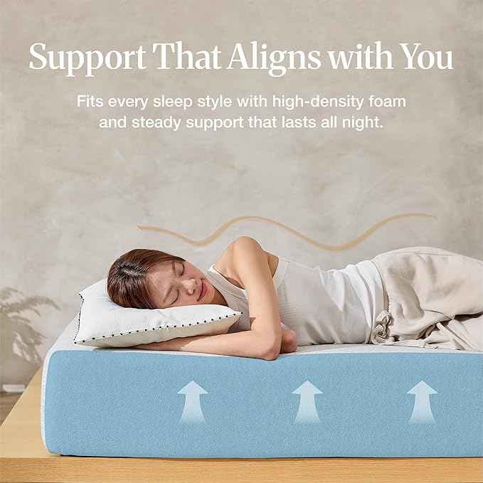 LIFEMENT Basic Queen Cooling Gel Infused Memory Foam Mattress in a Box | Medium Firm Bed, Fiberglass Free, Certified Pressure Relief Foam, Cooling Comfort Sleep, 6 Inch