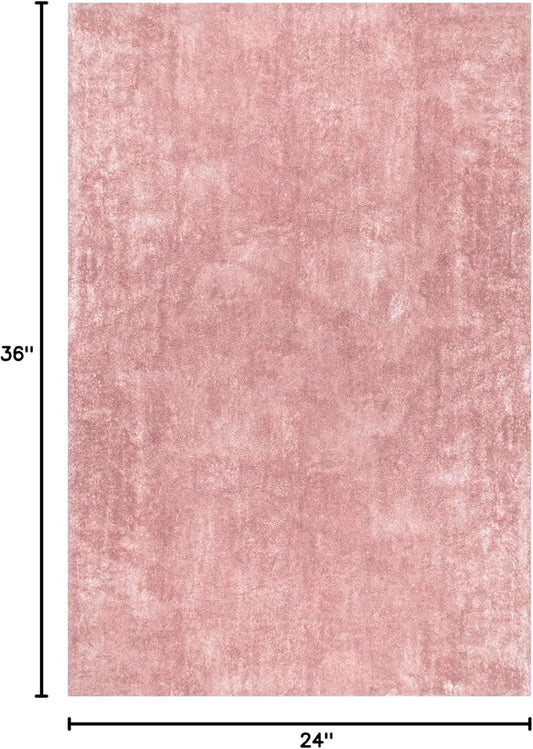 nuLOOM 2' x 3' Cozy Plush SuperiorWash Area Rug, Machine Washable, Non-Slip, Soft Fluffy Shag Carpet for Living Room Bedroom Kids Room Nursery Home Decor, Loni Pink
