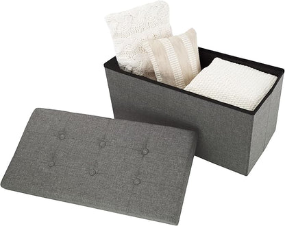 Lavish Home Ottoman Set of 2 - Ottoman Foot Rest, Linen Chest, or Storage Bench Set - 30in Ottomans for Living Room, Bedroom, Dorm Storage (Dark Gray)