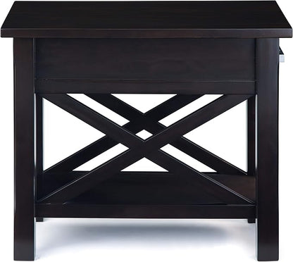 SIMPLIHOME Kitchener SOLID WOOD 14 inch Wide Rectangle Contemporary Narrow Side Table in Hickory Brown for the Living Room and Bedroom