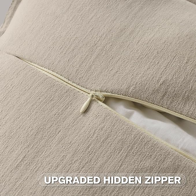FUTEI Oatmeal Chenille Throw Pillow Covers 12x20 Inch Set of 2,Edges Double-Stitched Lumbar Pillow Cases,Modern Home Decor for Couch Living Room