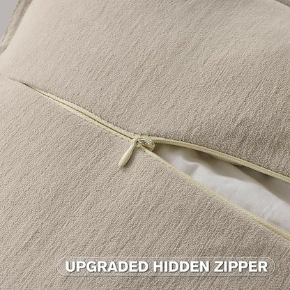 FUTEI Oatmeal Chenille Throw Pillow Covers 12x20 Inch Set of 2,Edges Double-Stitched Lumbar Pillow Cases,Modern Home Decor for Couch Living Room