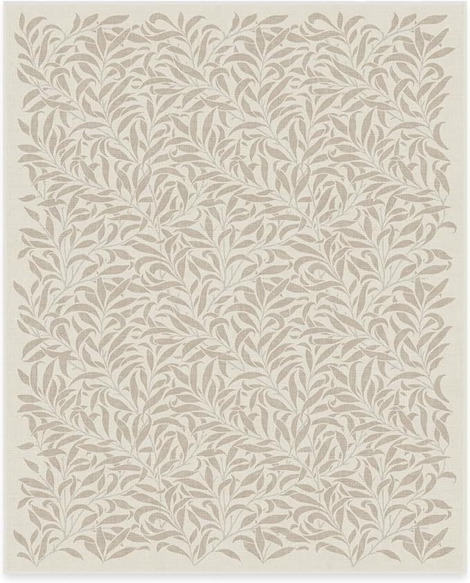 RUGGABLE x Morris & Co Machine Washable Area Rug – Pure Willow Boughs Natural 8x10, Stain-Resistant, Non-Slip – Large Rugs for Living Room, Bedroom, Hallway, Entryway & Office–with Cushioned Pad