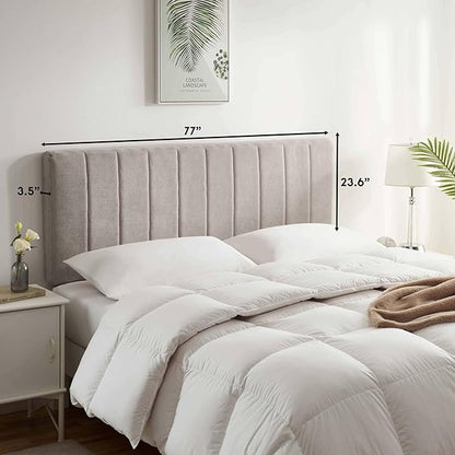 Nestl Upholstered King Headboard - Easy Assemble Channel Stitched Headboard King Size Bed - Wall Mounted Headboards with 3D Soundproof Wall Panels Peel & Stick Floating Headboards, Silver