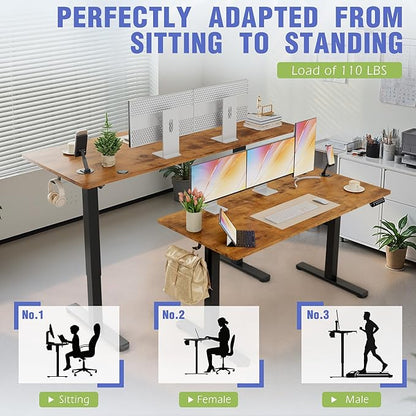 Homall Height Adjustable Electric Standing Desk, Memory Stand up Desk with Headphone Hook, Home Office Desks with Splice Board