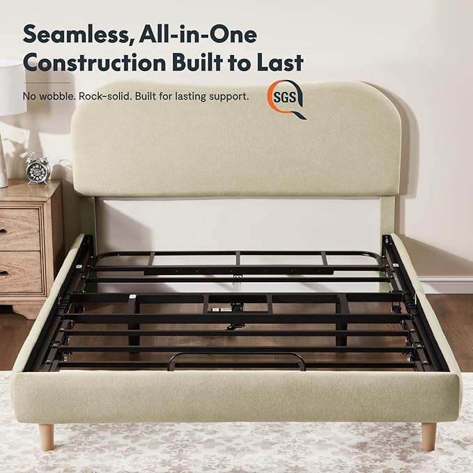 FLEXISPOT Queen All-in-One Adjustable Bed with 10" Gel Memory Foam Mattress, Linen Upholstered Bed Frame, Head & Foot Incline, Adjustable Headboard, 10-Year Warranty, Sage