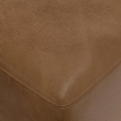 SIMPLIHOME Rex Ottoman in Full-Grain Genuine Leather, Caramel Brown, 34-inches Wide, Modern-Style Table Ottoman or Footrest, Assembled, for Living Room and Family Room