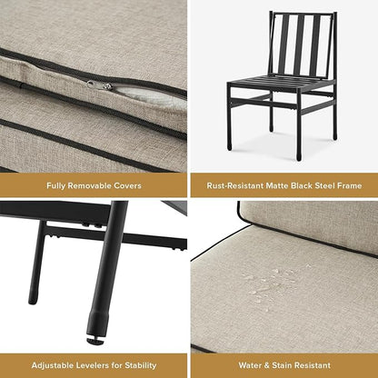 mopio Odelia Patio Chairs Set of 2, Outdoor Chair with Removable Cushions and Rust Free Metal Frame, Conversation Sets for Front Porch, Balcony, Apartments, Yard, Bistro (Dining Chair x4, Beige)