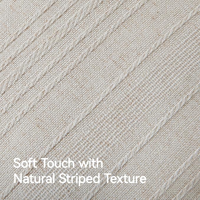 a moment Linen Pillow Covers Set of 2,Boho Farmhouse Throw Pillowcases Neutral Textured Decorative Covers for Couch Sofa, Soft Linen Blend Accent Case Cushion Christmas Home Decor 26"x26"Ivory