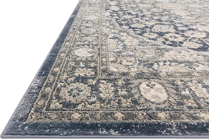 Loloi Teagan Collection TEA-01 Denim/Mist 2'-8" x 4' Accent Rug, Large, Soft Neutral Rug, High-Traffic for Living Room, Bedroom, Home Office, Dining Area