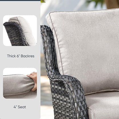 9-Piece Outdoor Patio Cushion Set - Fade & Water Resistant with Removable Olefin Cover, 22x24x4 Inch Memory Foam Cushions for Wicker Sectional Sofa – Beige/Regular
