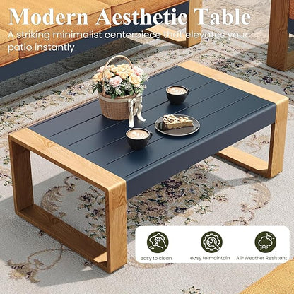 LayinSun 5 Pieces Aluminum Patio Furniture Set with Coffee Table, Oversized Seat with Hight Back, Outdoor Conversation Sets for Porch, Balcony, Deck