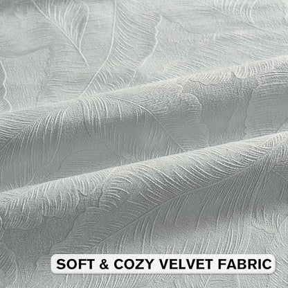 FUTEI Light Blue Velvet Throw Pillow Covers 26x26 Inch Set of 2,Soft Embossed Leaf-Relief Textured Euro Pillow Shams,Natural Home Decor for Couch Living Room