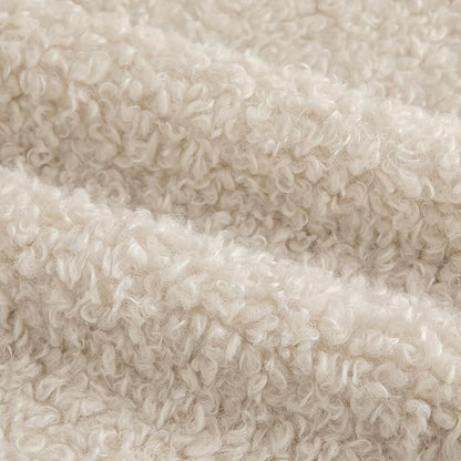 Pack of 2 Curly Teddy Wool Faux Fur Throw Pillow Covers Fuzzy Accent Soft Sherpa Pillowcases Sheepskin Fleece Decorative Cushion Case for Sofa Couch Living Room 24x24 Inch Neutral Light Beige