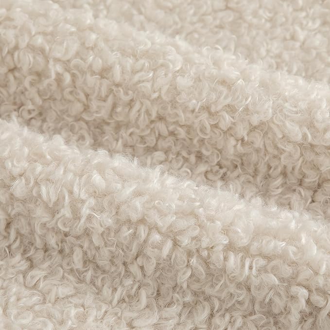 Pack of 2 Curly Teddy Wool Faux Fur Throw Pillow Covers Fuzzy Accent Soft Sherpa Pillowcases Sheepskin Fleece Decorative Cushion Case for Sofa Couch Living Room 18x18 Inch Neutral Light Beige