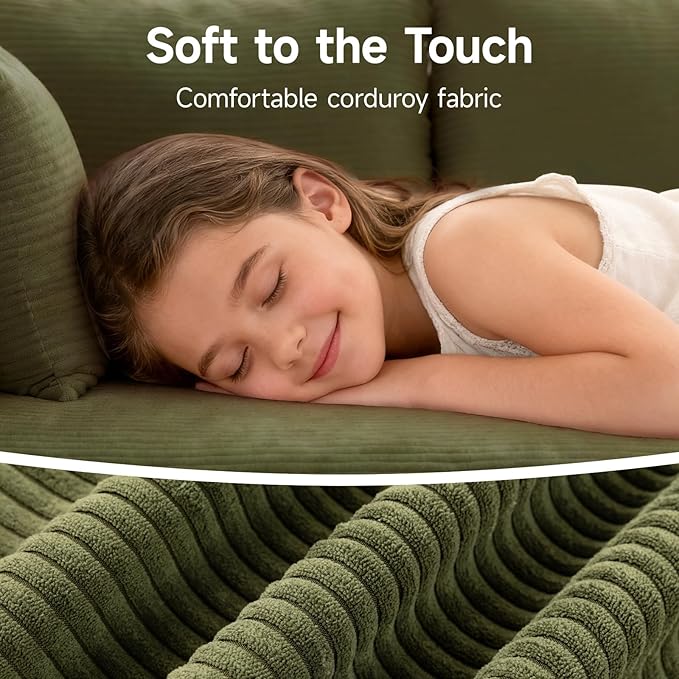2025 New 108" Cloud Couch Sectional, Modular Sectional Sofa with L-Shaped Chaise, Deep Seat Sectional Modular Couch for Living Room, No Assembly Required (Green, Chaise Ottoman)