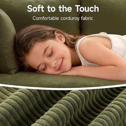 2025 New 108" Cloud Couch Sectional, Modular Sectional Sofa with L-Shaped Chaise, Deep Seat Sectional Modular Couch for Living Room, No Assembly Required (Green, Chaise Ottoman)