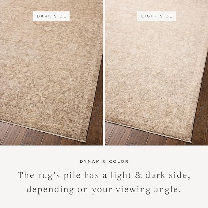 Loloi Chris Loves Julia Palma Collection PLM-01 Bark/Natural 7'-10" x 10' Area Rug Vintage Style Boho Living Room Bedroom Carpet