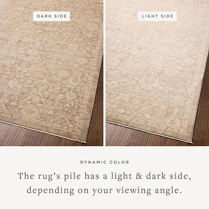 Loloi Chris Loves Julia Palma Collection PLM-01 Bark/Natural 9'-6" x 13'-1" Area Rug Vintage Style Boho Living Room Bedroom Carpet