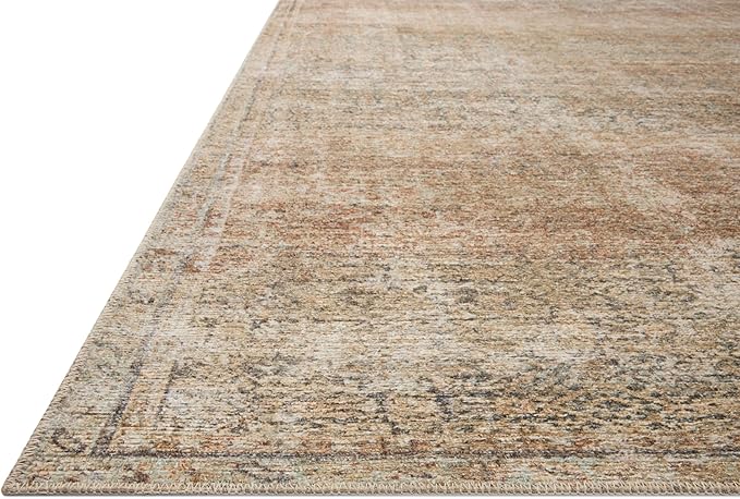 Loloi Amber Lewis Cambria Collection CBR-08 Ocean/Brick 2'-6" x 9'-6" Runner Rug Jute, Neutral, Vintage Style, Antique Tone, Living, Bedroom, Dining, Carpet