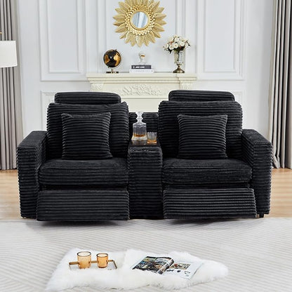 ORRD Modern Armless Power Recliner Sofa Seat for Modular Sectional Couch for Living Room-Black