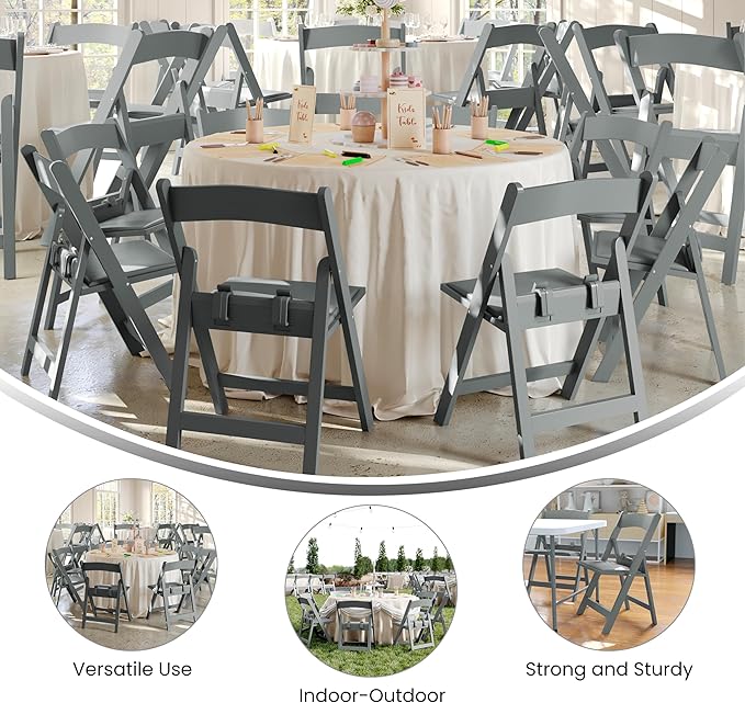 Flash Furniture Hercules Set of 10 Kids Gray Resin Folding Chair with Gray Vinyl Padded Seat